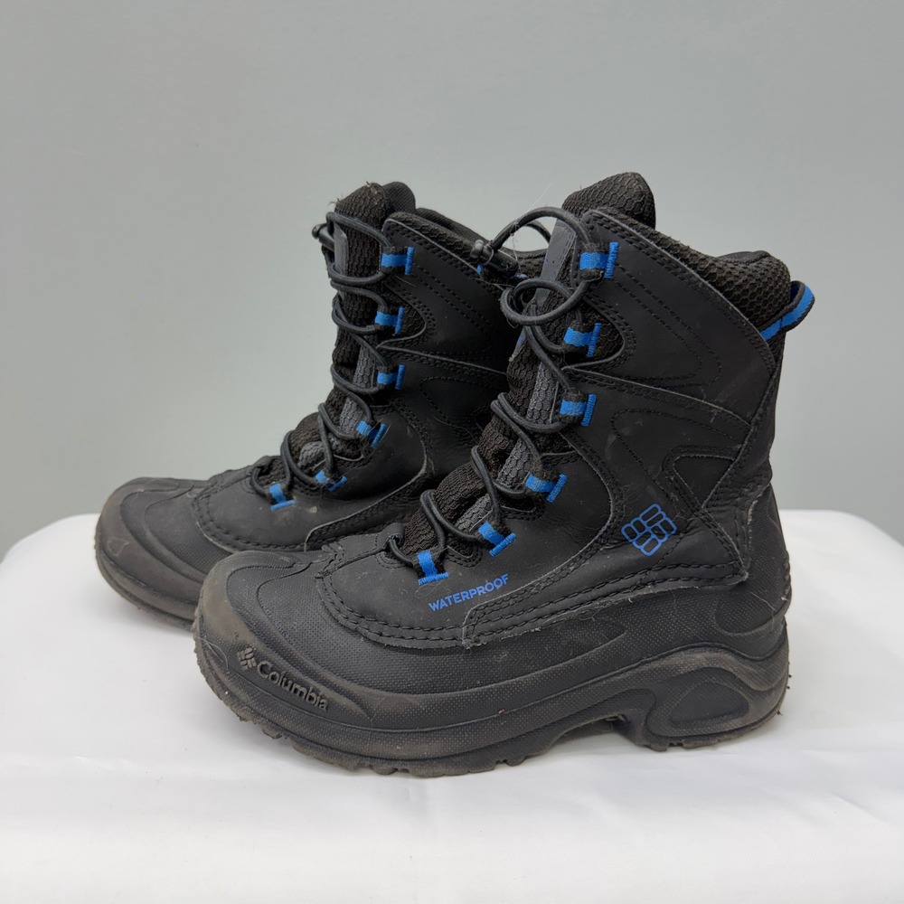 Columbia Black Blue Waterproof Insulated Winter Boots Boys 4 BY1332-010